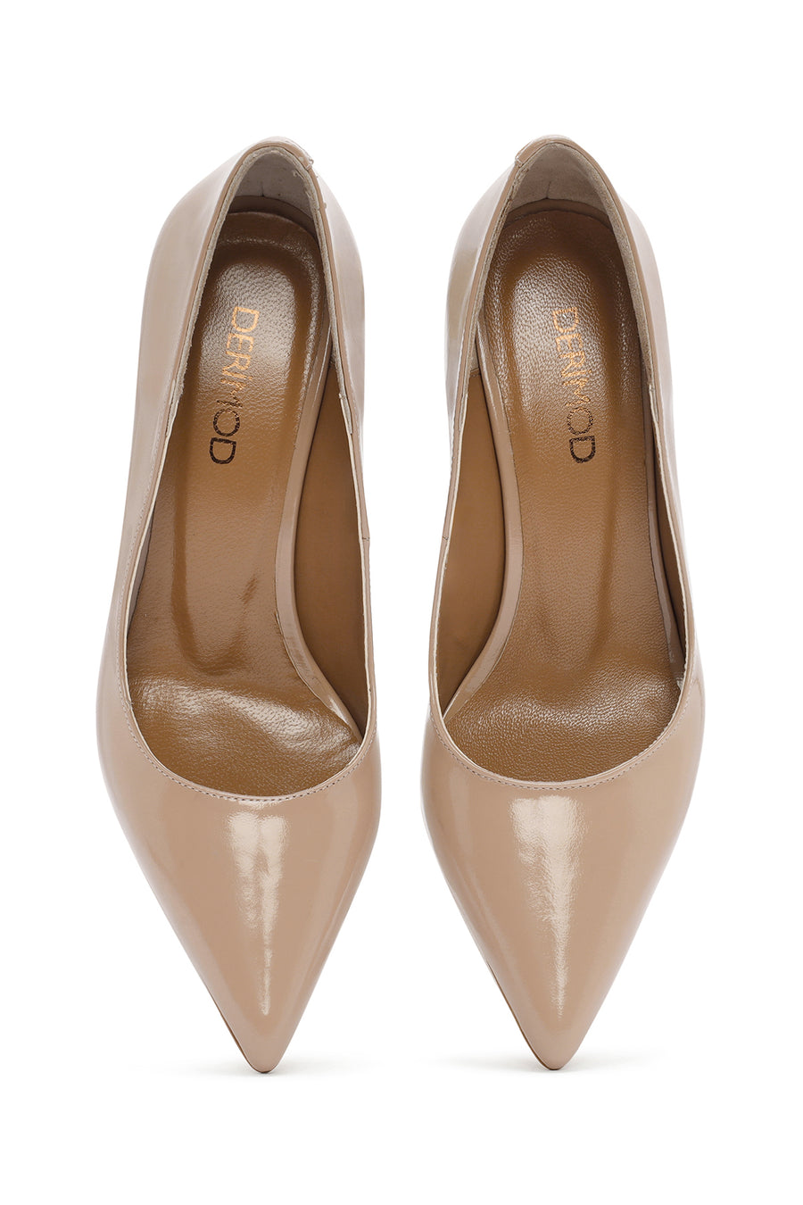 Women's Beige Thin Heeled Patent Leather Stiletto