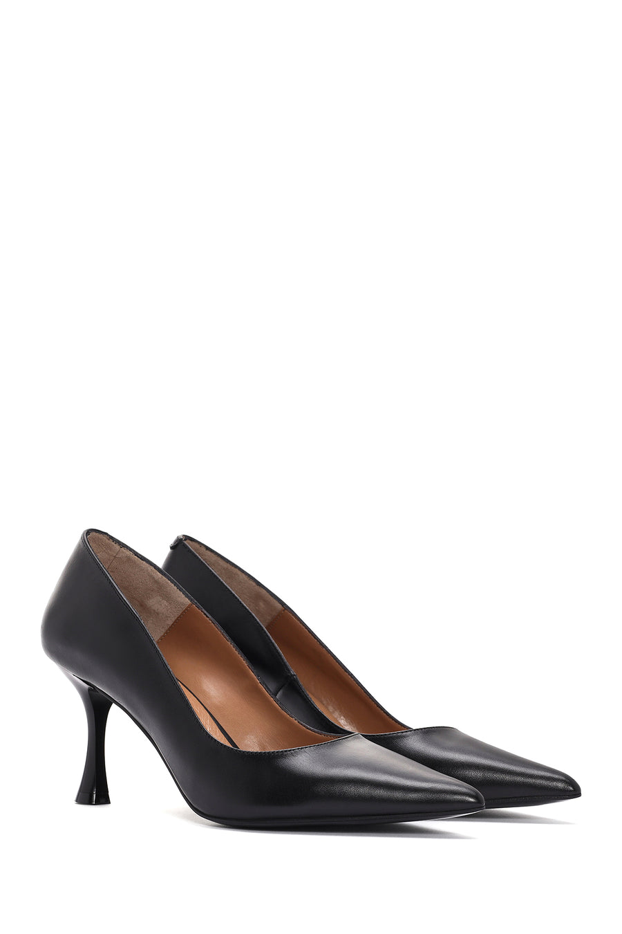 Kadın Siyah İnce Topuklu Deri Stiletto