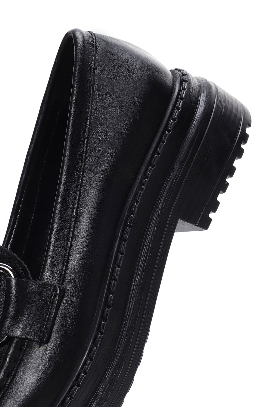 Kadın Siyah Deri Maskülen Loafer