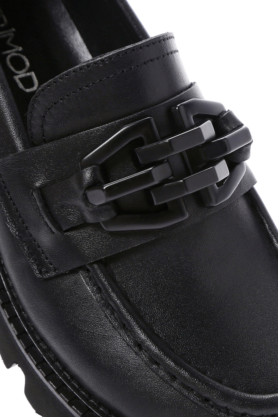 Kadın Siyah Deri Maskülen Loafer