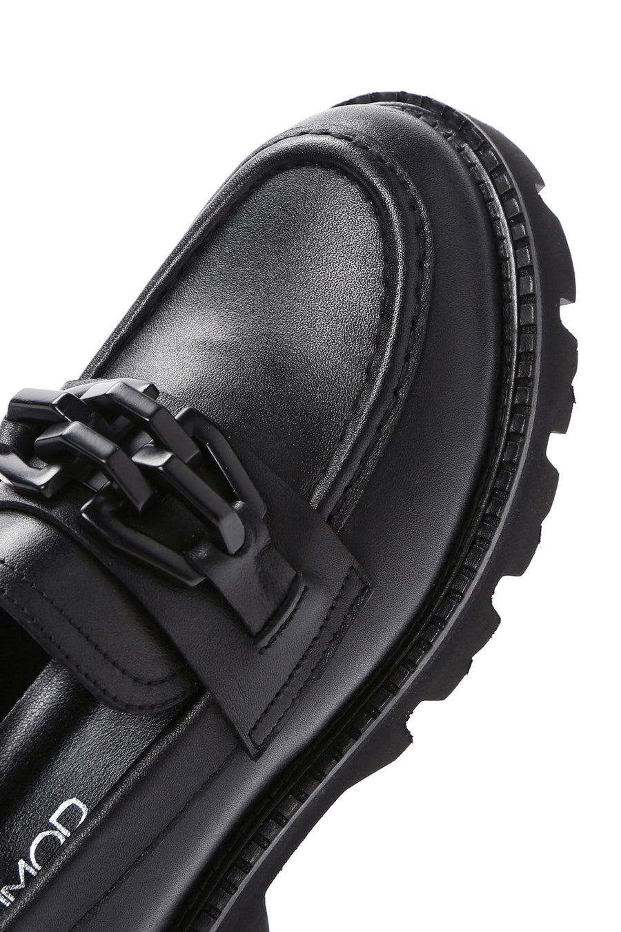 Kadın Siyah Deri Maskülen Loafer