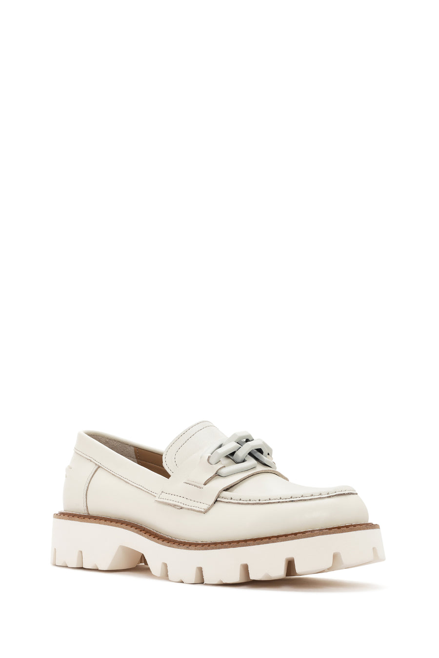 Kadın Krem Deri Maskülen Loafer