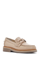 Women's Beige Leather Masculine Loafer | Derimod