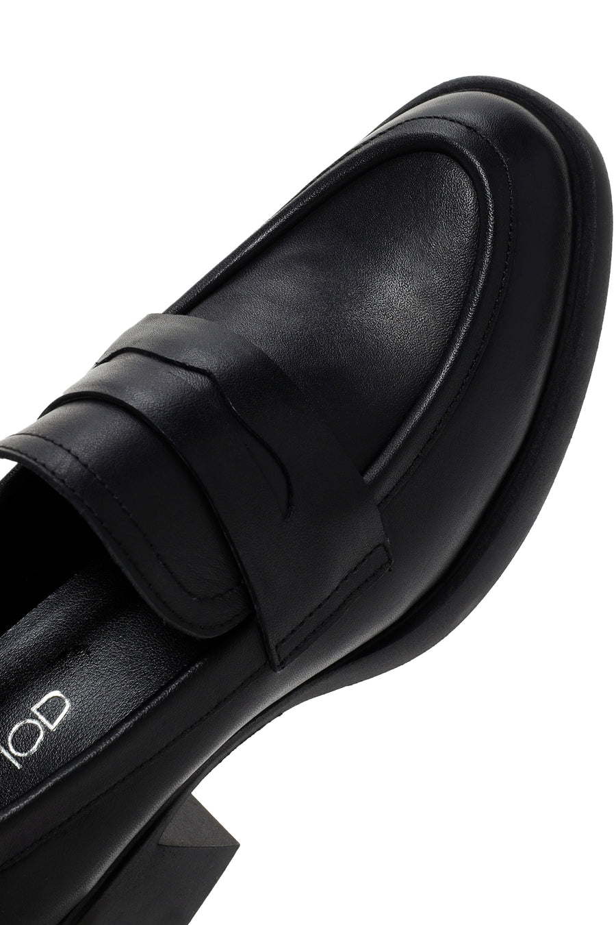 Kadın Siyah Kalın Topuklu Deri Maskülen Loafer
