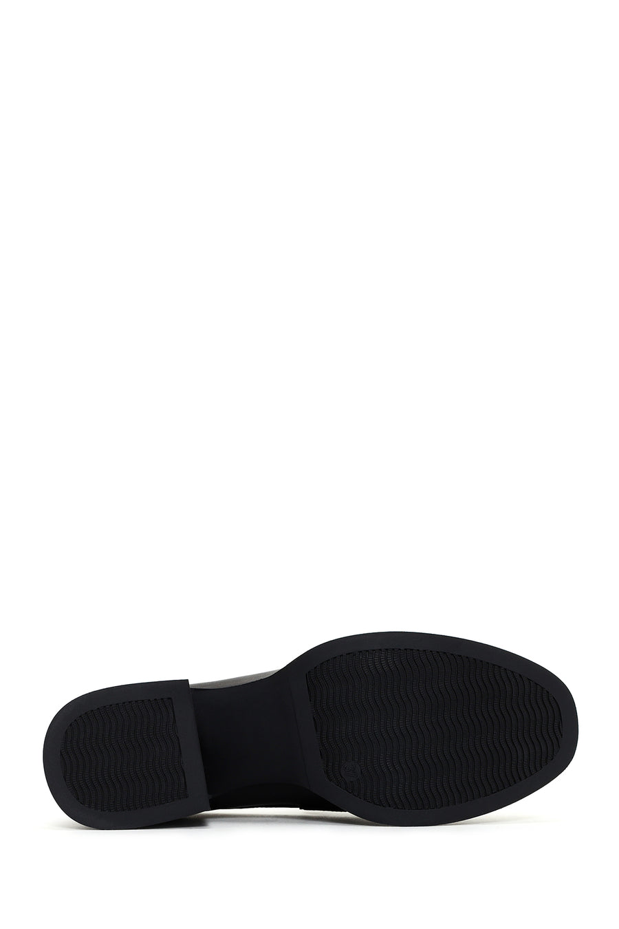 Kadın Siyah Kalın Topuklu Deri Maskülen Loafer