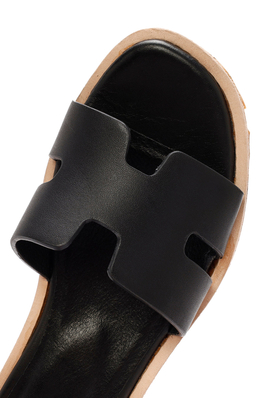 
Women's Black Ankle Buckle Thick Sole Leather Sandal

