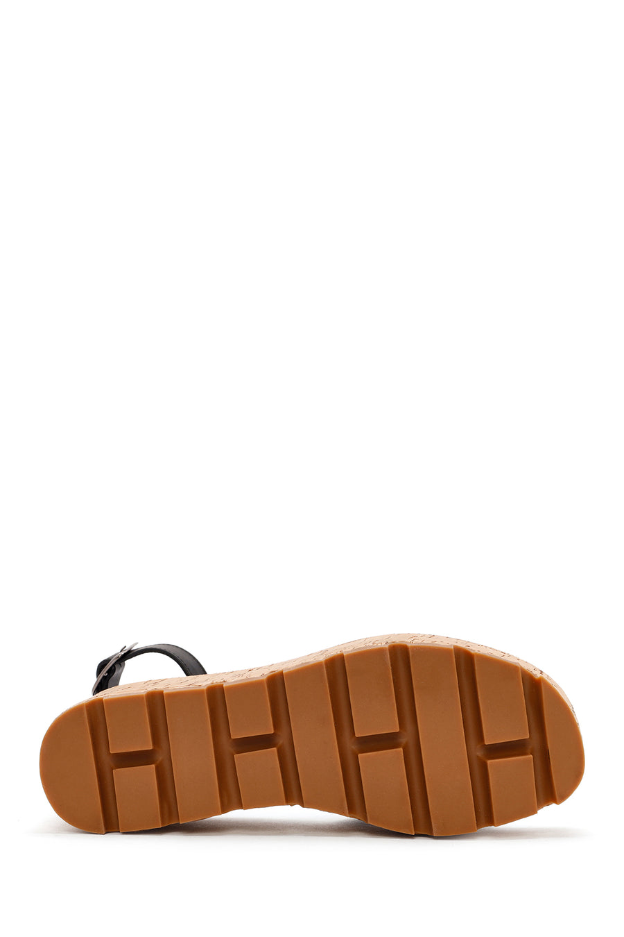 
Women's Black Ankle Buckle Thick Sole Leather Sandal

