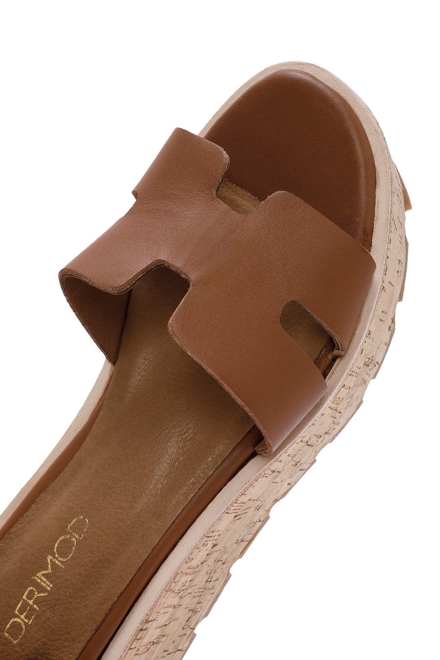 Women's Brown Ankle Buckle Thick Soled Leather Sandals