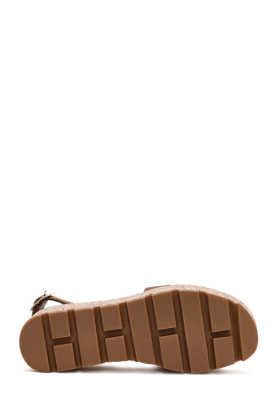 Women's Brown Ankle Buckle Thick Soled Leather Sandals