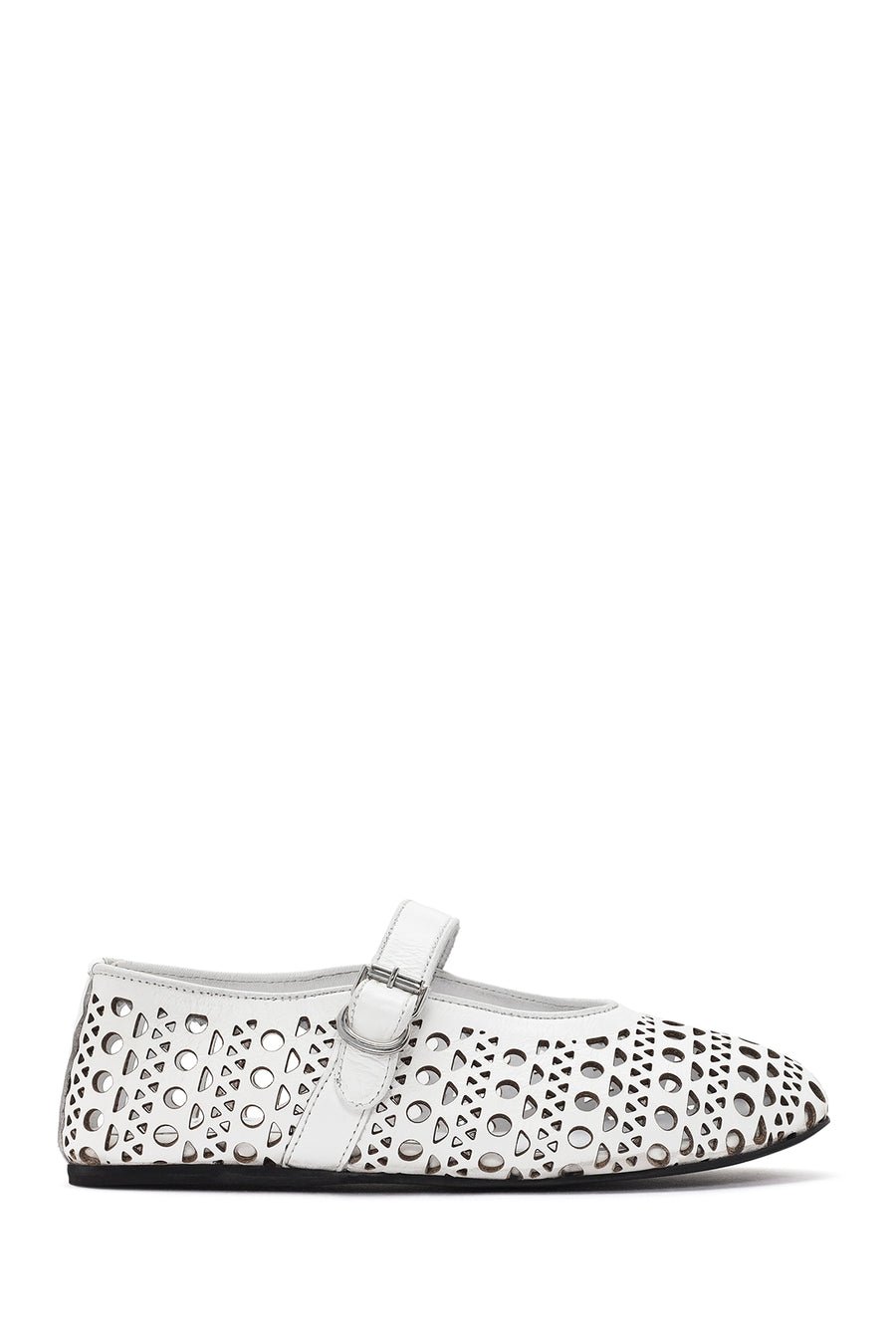 Women's White Strap Leather Ballerinas 24SFD181818 | Derimod