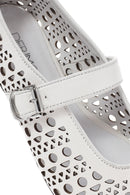 Women's White Strap Leather Ballerinas | Derimod