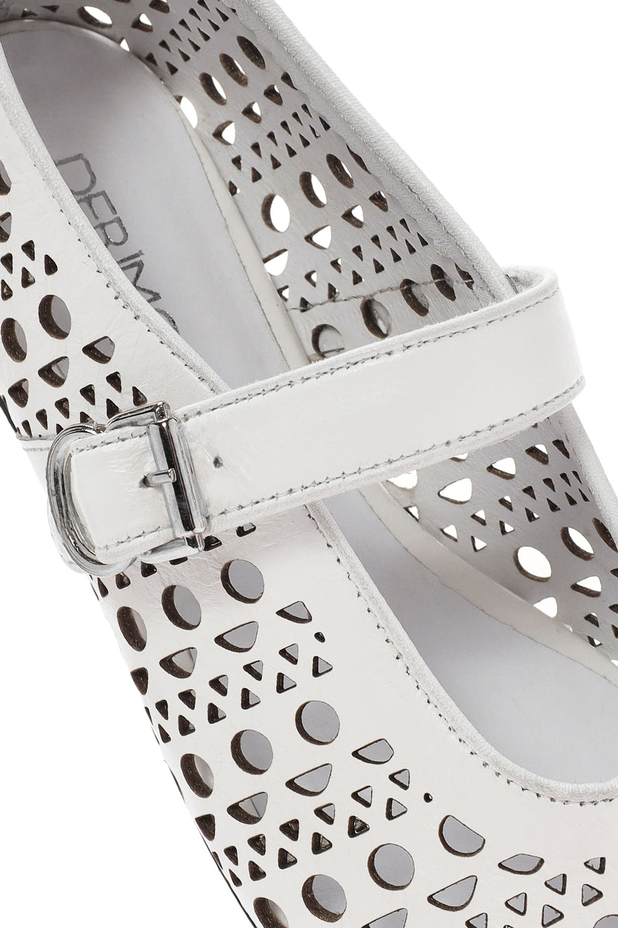 Women's White Strap Leather Ballerinas