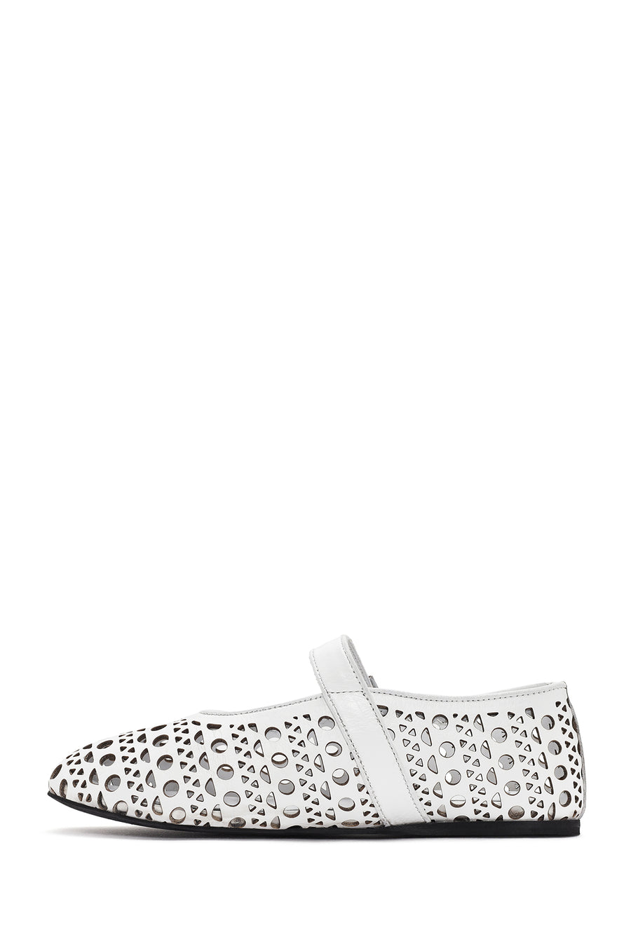 Women's White Strap Leather Ballerinas
