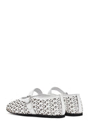 Women's White Strap Leather Ballerinas | Derimod