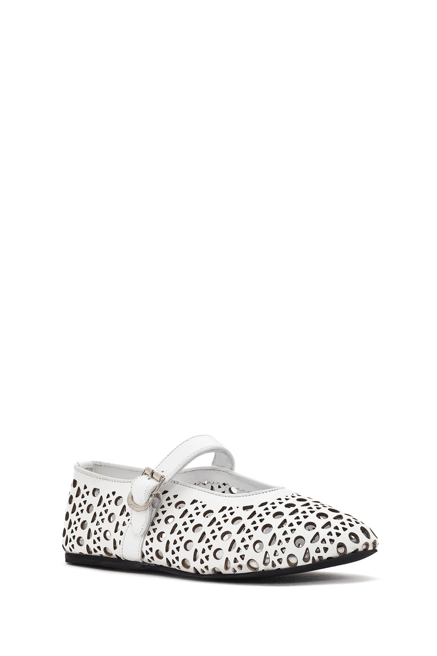 Women's White Strap Leather Ballerinas