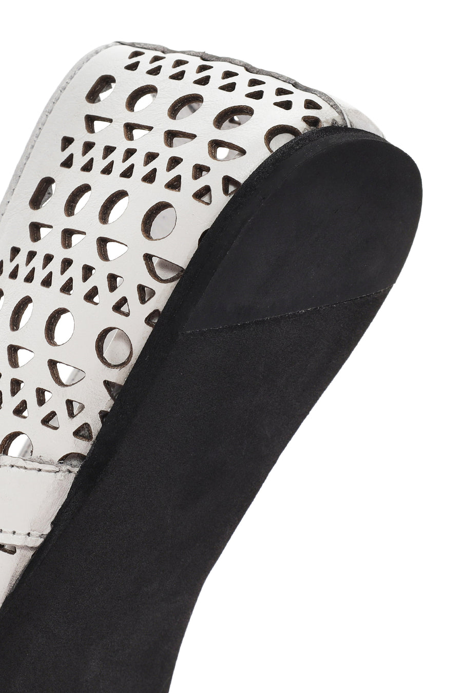 Women's White Strap Leather Ballerinas