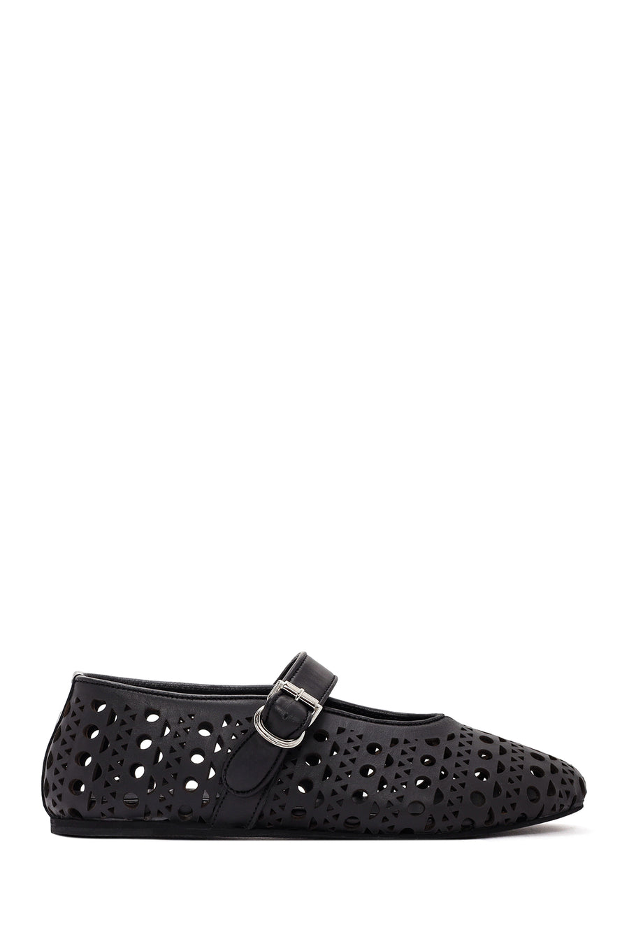 Women's Black Banded Leather Ballerinas 24SFD181818 | Derimod