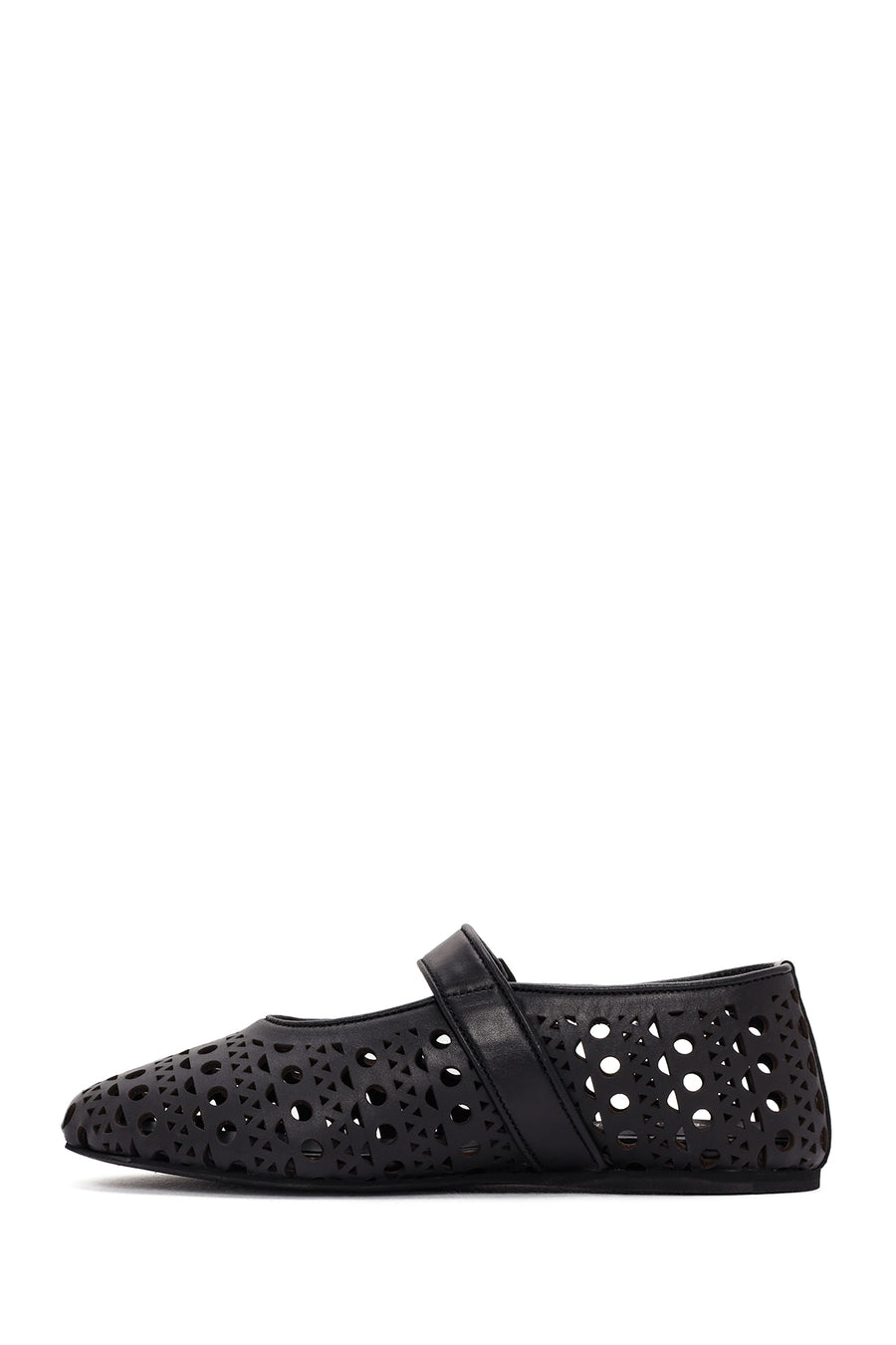 Women's Black Banded Leather Ballerinas