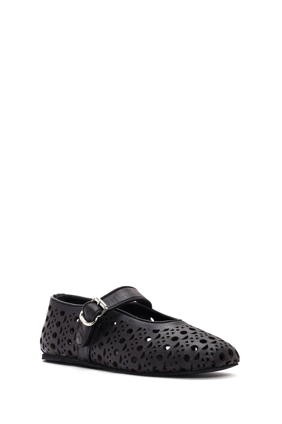 Women's Black Banded Leather Ballerinas