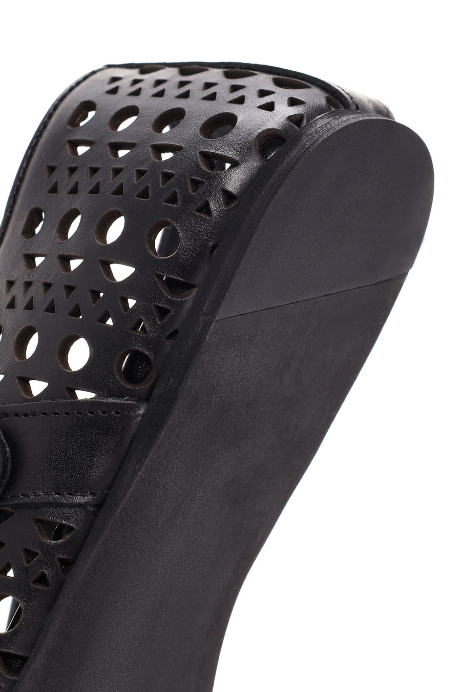 Women's Black Banded Leather Ballerinas