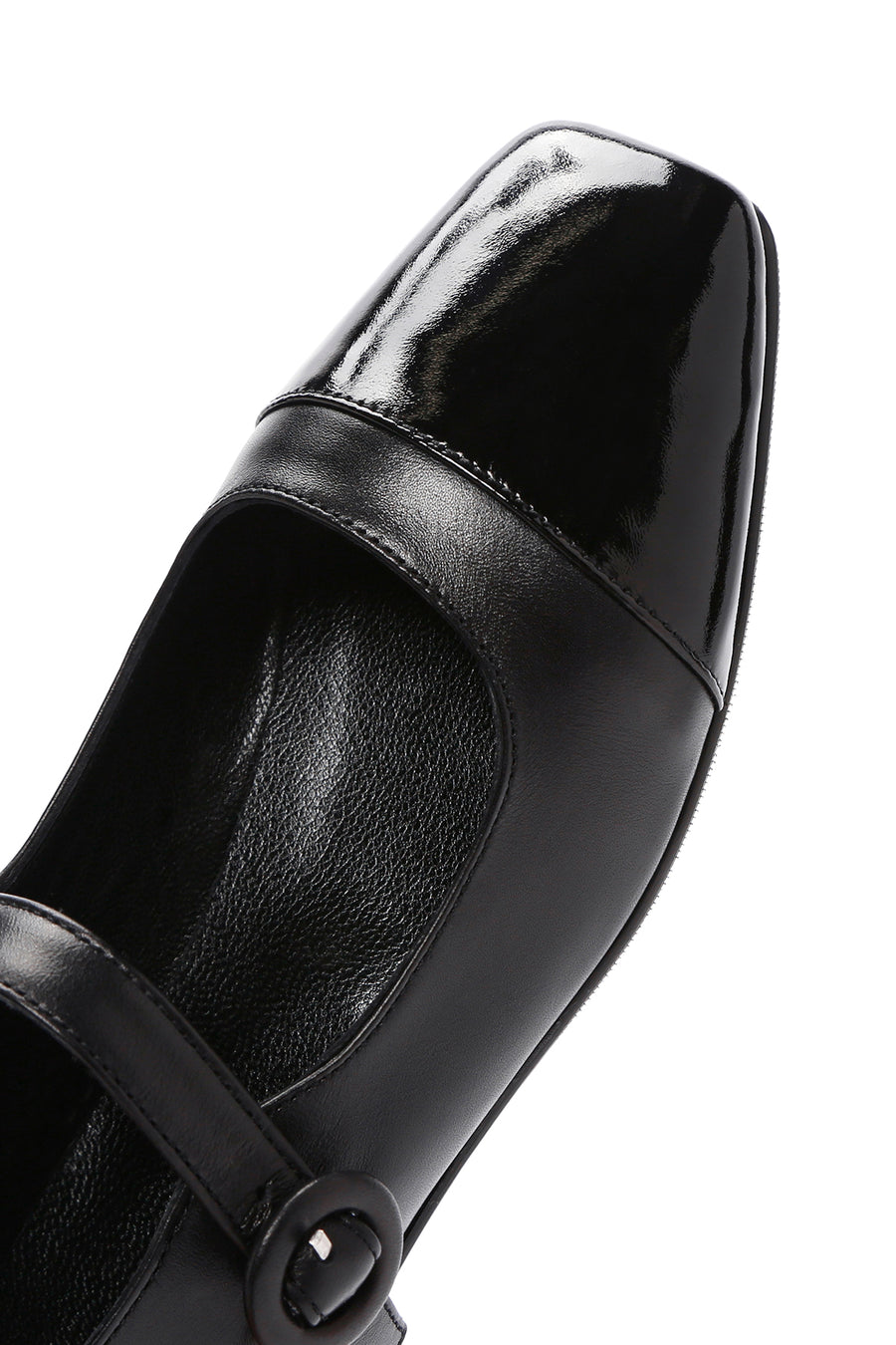 Women's Black Banded Leather Ballerinas