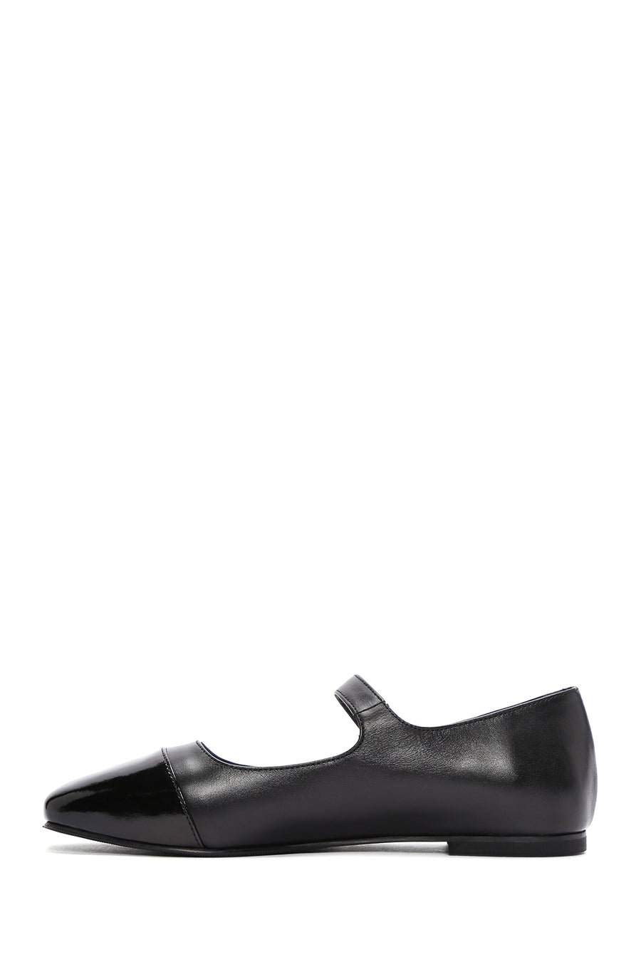 Women's Black Banded Leather Ballerinas
