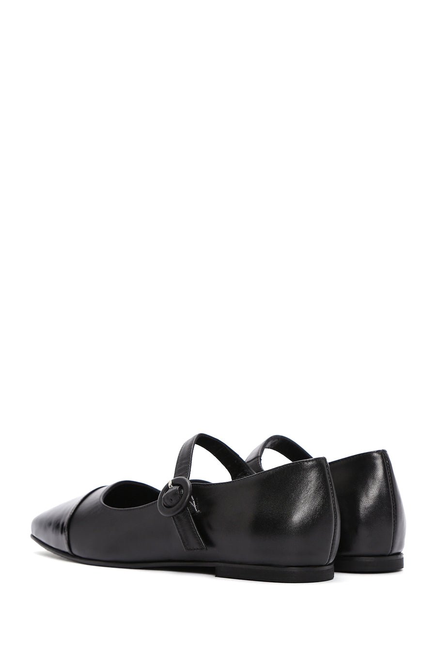 Women's Black Banded Leather Ballerinas