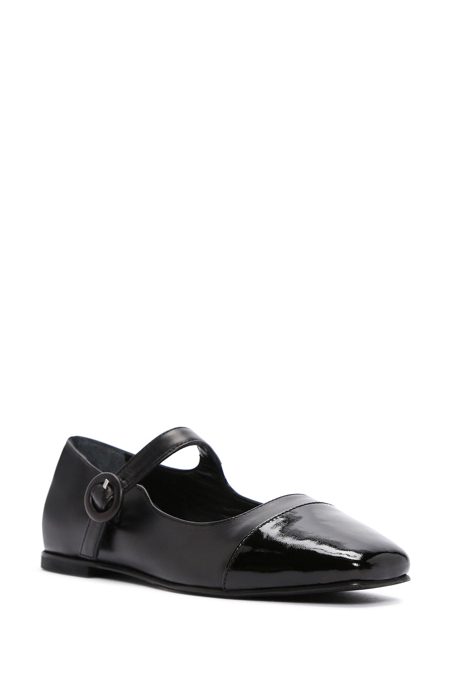 Women's Black Banded Leather Ballerinas