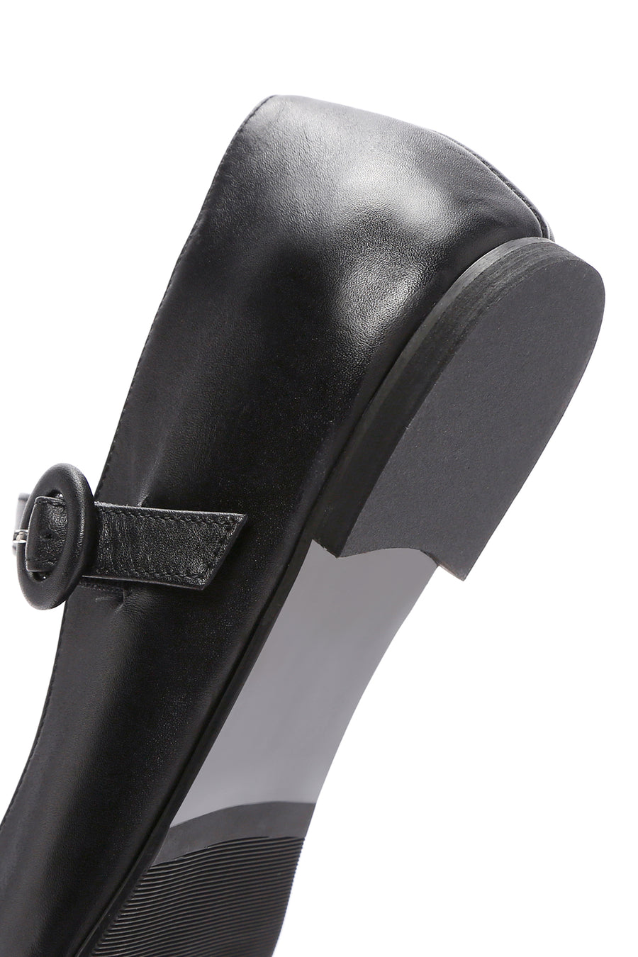 Women's Black Banded Leather Ballerinas
