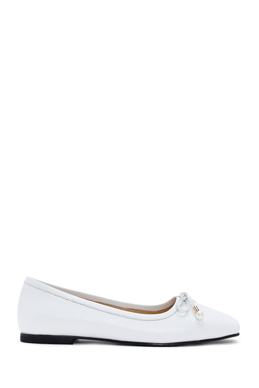 Women's White Leather Ballerinas 24SFD182018 | Derimod