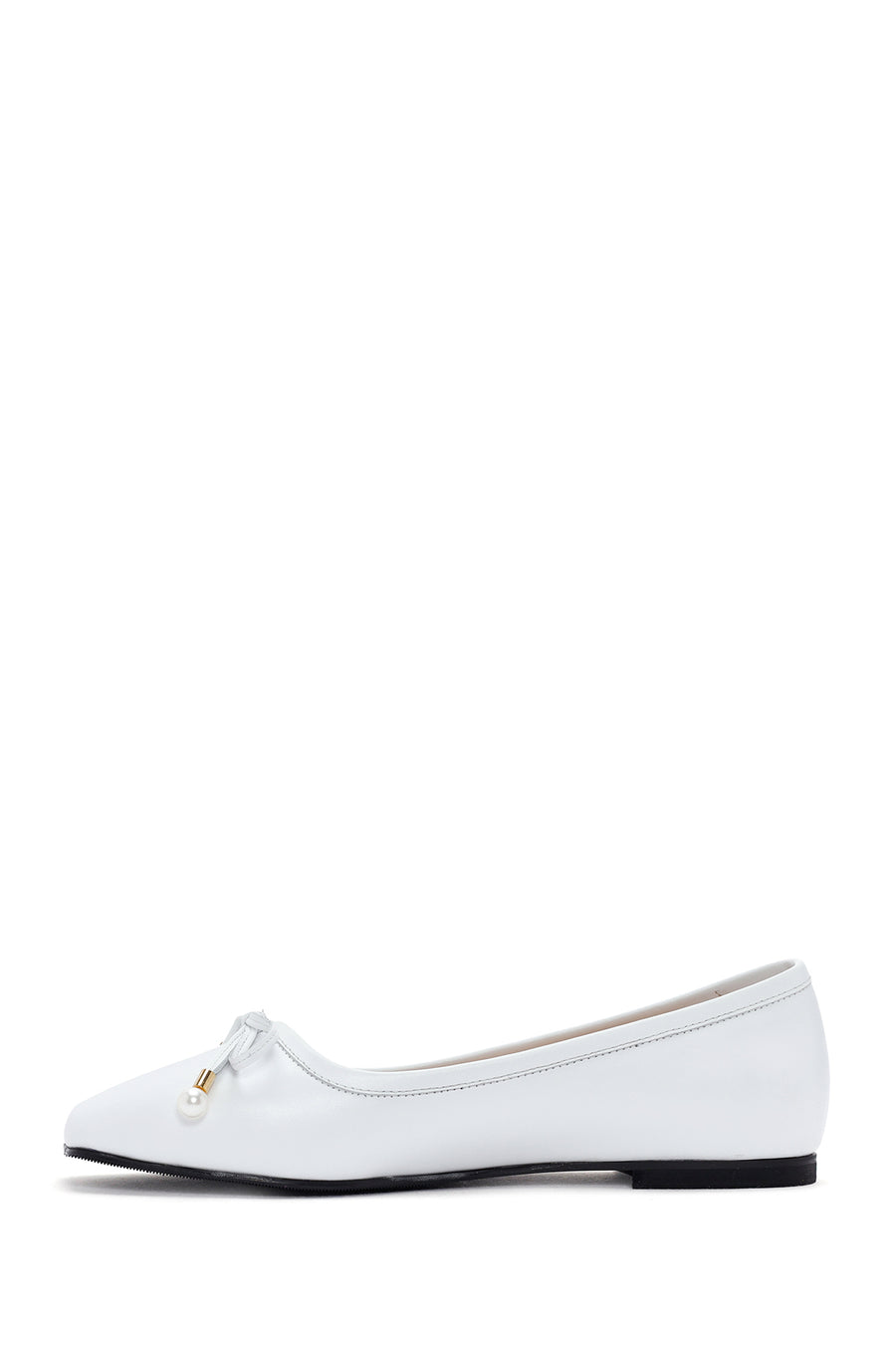 Women's White Leather Ballerinas