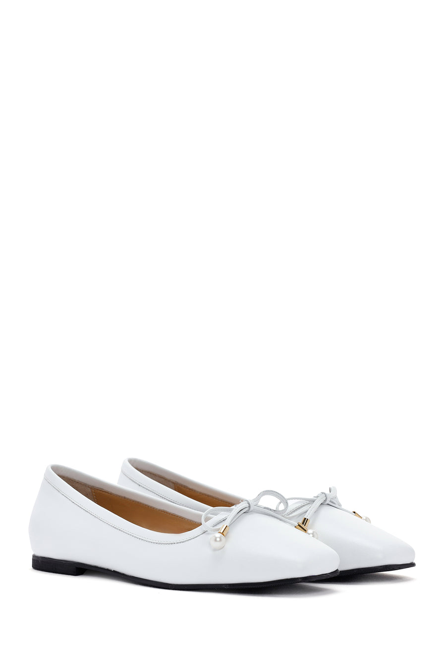 Women's White Leather Ballerinas