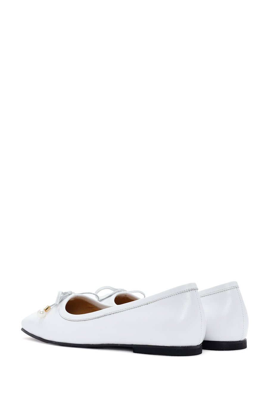 Women's White Leather Ballerinas