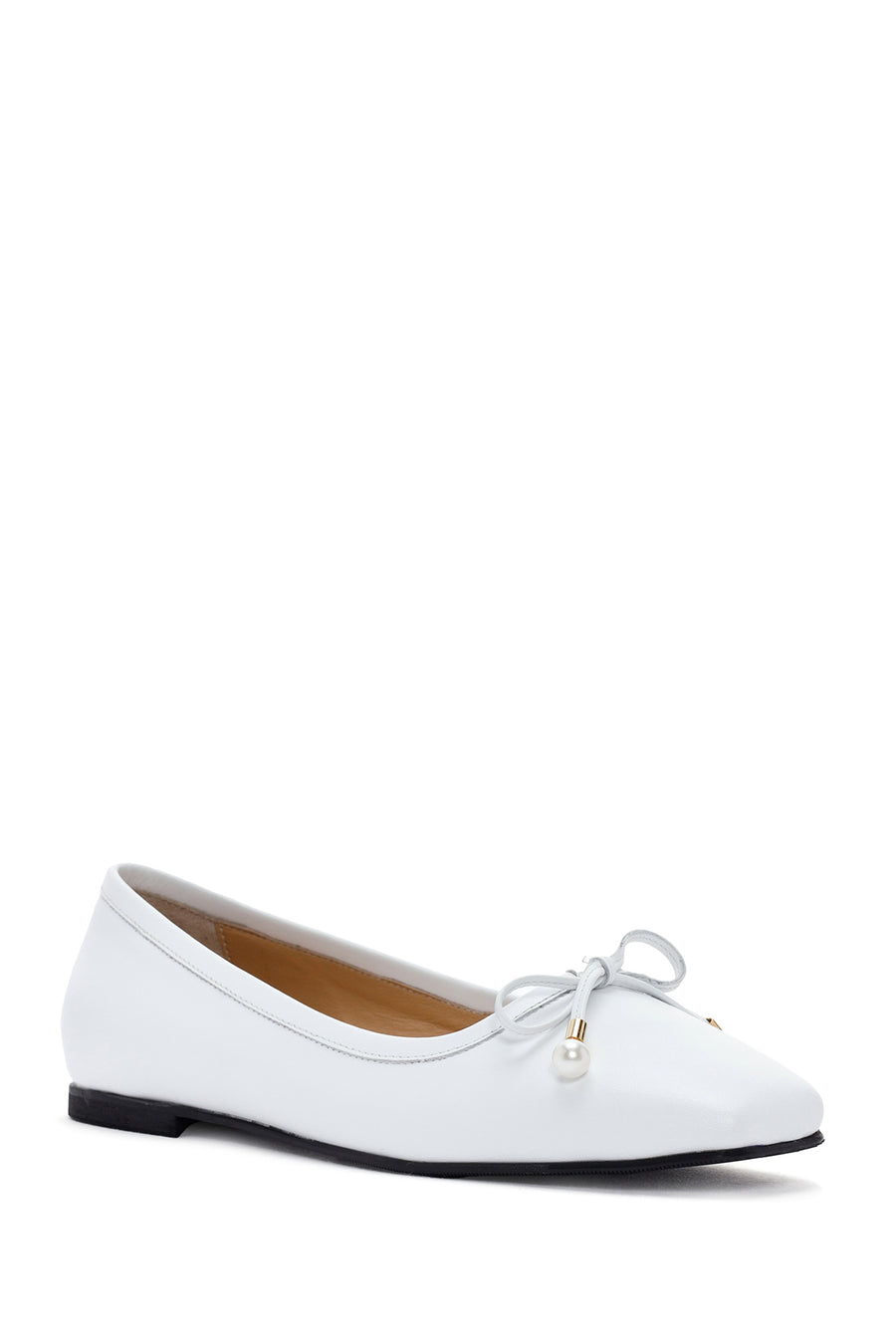 Women's White Leather Ballerinas