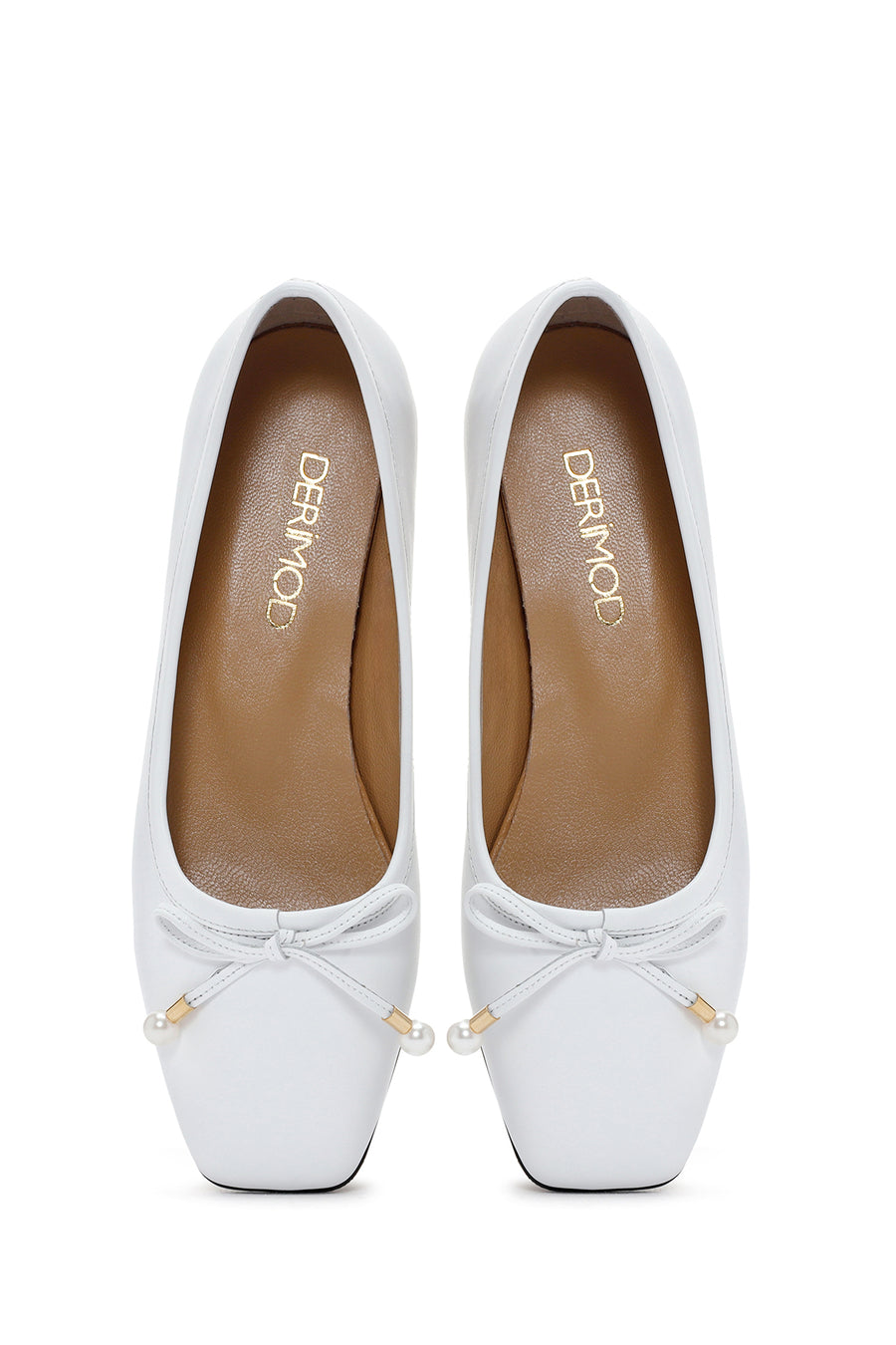 Women's White Leather Ballerinas
