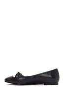 Women's Black Leather Ballerinas | Derimod