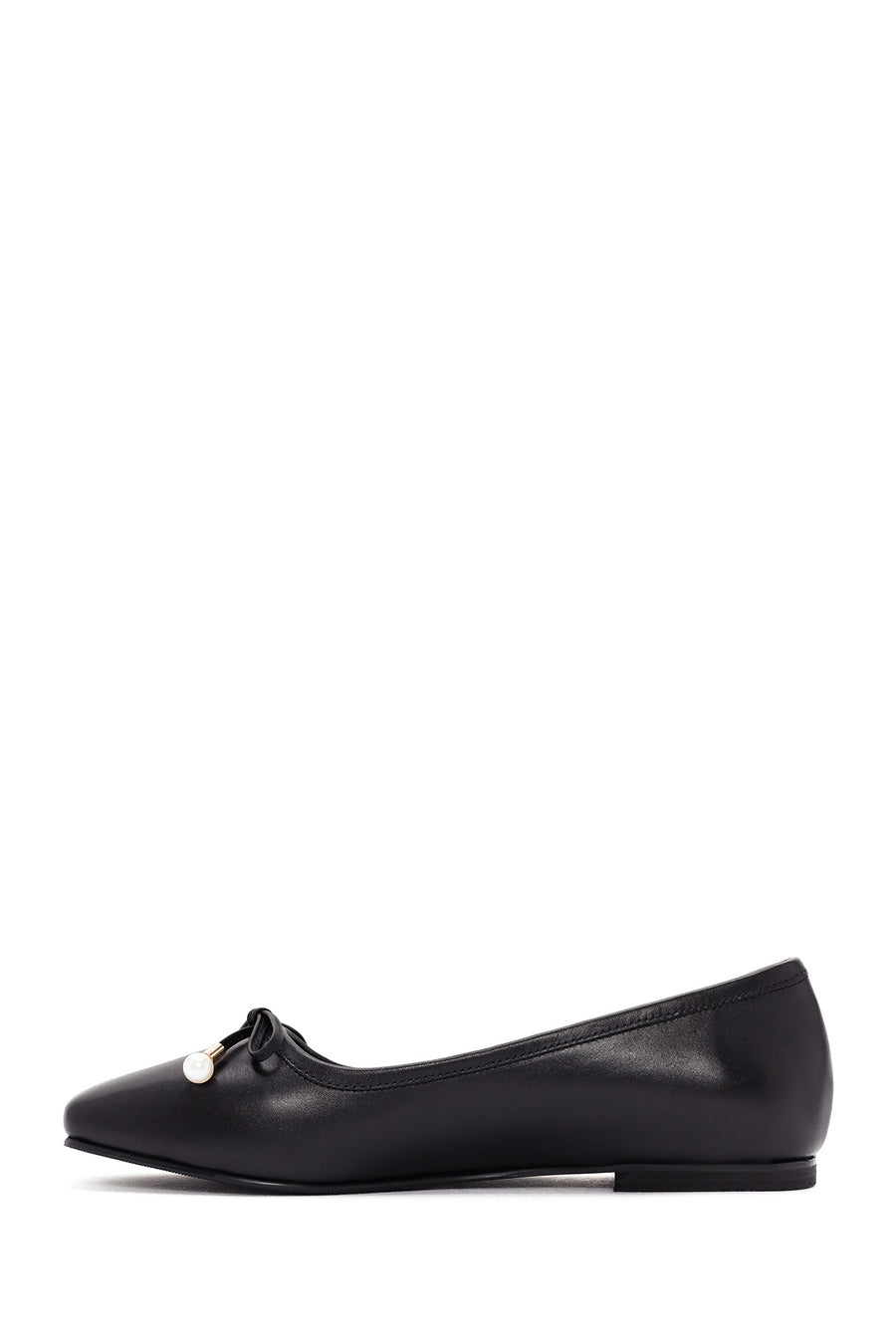 Women's Black Leather Ballerinas