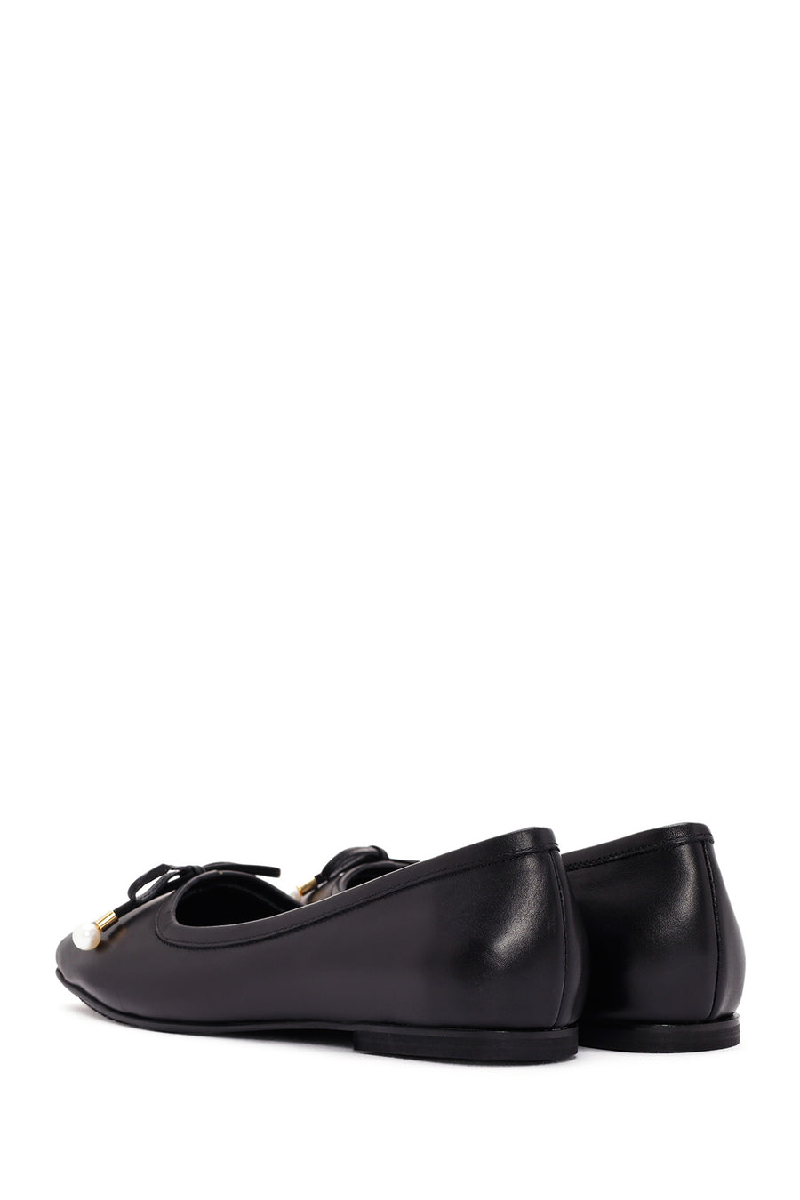 Women's Black Leather Ballerinas