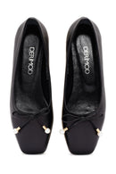 Women's Black Leather Ballerinas | Derimod