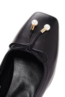 Women's Black Leather Ballerinas | Derimod