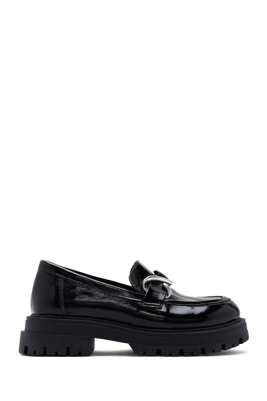 Kadın Siyah Rugan Deri Maskülen Loafer 24SFD182116 | Derimod