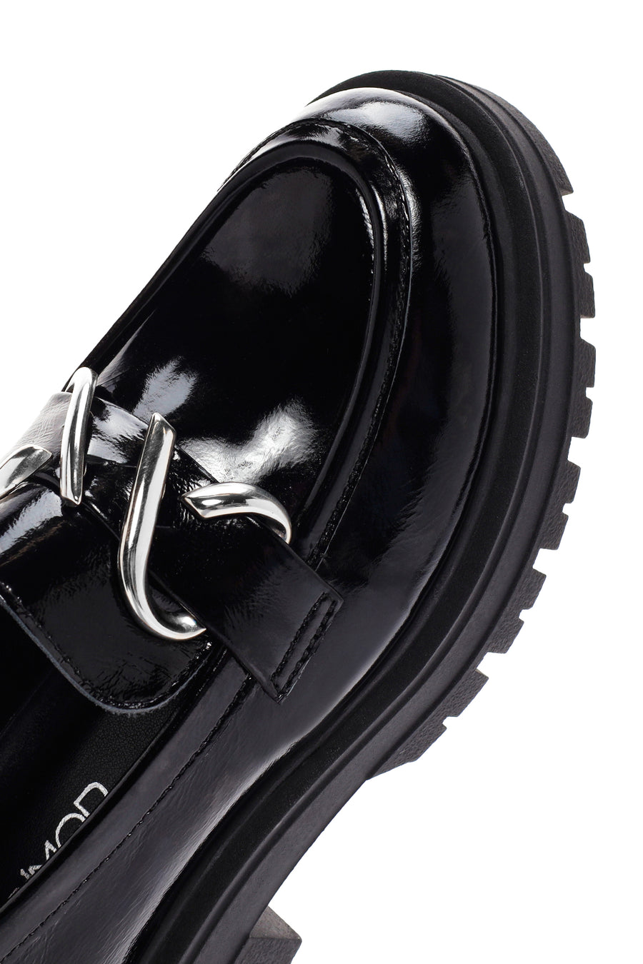 Kadın Siyah Rugan Deri Maskülen Loafer