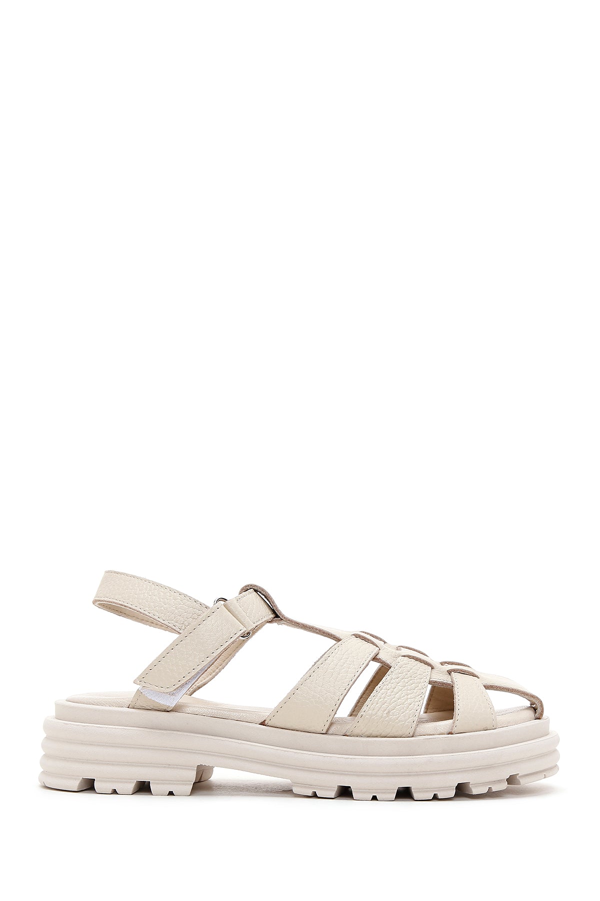 Women's Beige Ankle Strap Leather Sandals 24SFD2001FT | Derimod