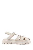 Women's Beige Ankle Strap Leather Sandals | Derimod