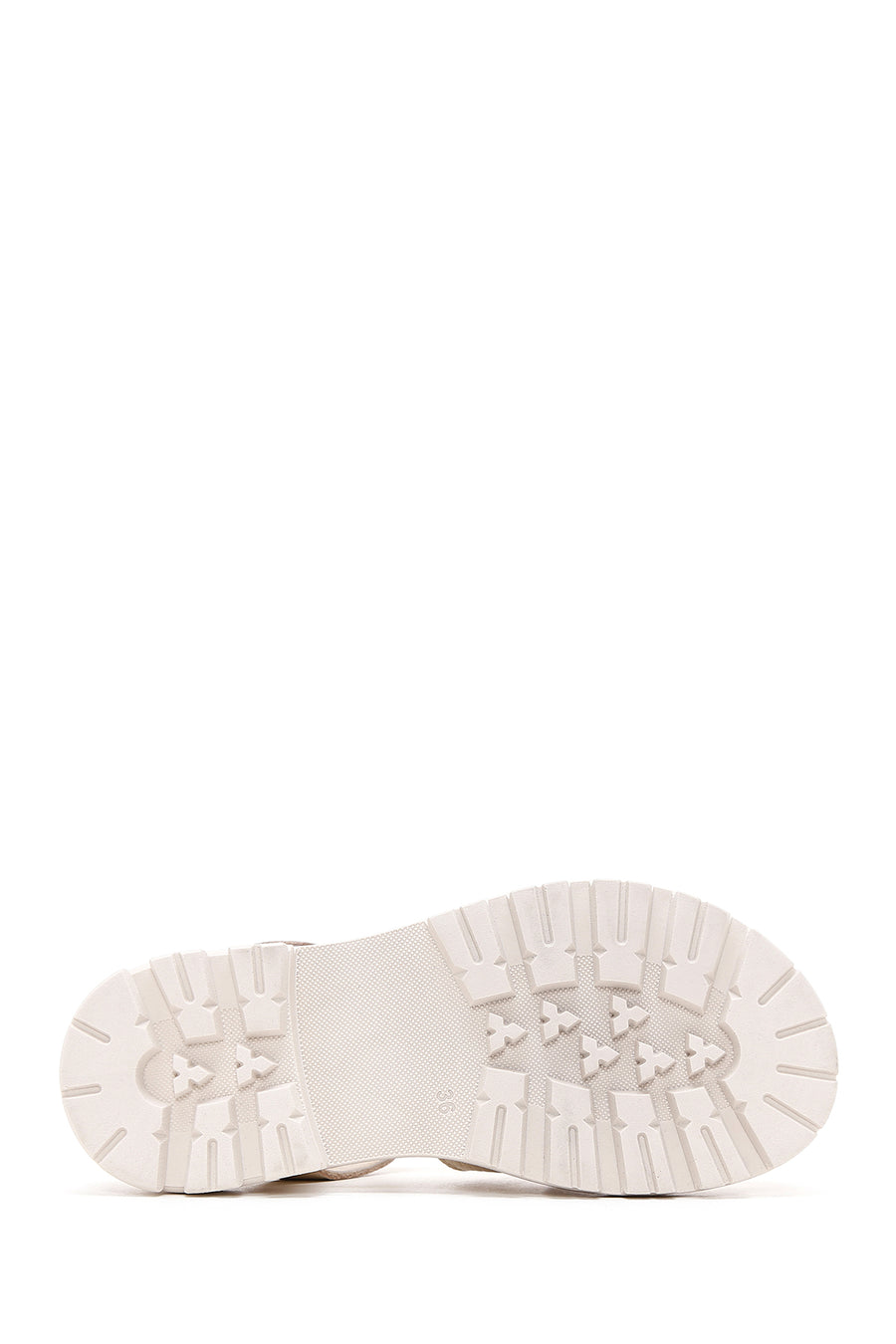 Women's Beige Ankle Strap Leather Sandals