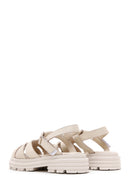 Women's Beige Ankle Strap Leather Sandals | Derimod