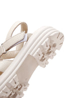 Women's Beige Ankle Strap Leather Sandals | Derimod