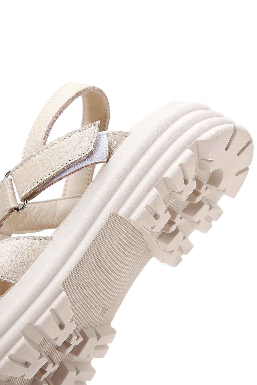 Women's Beige Ankle Strap Leather Sandals