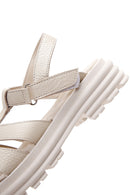 Women's Beige Ankle Strap Leather Sandals | Derimod