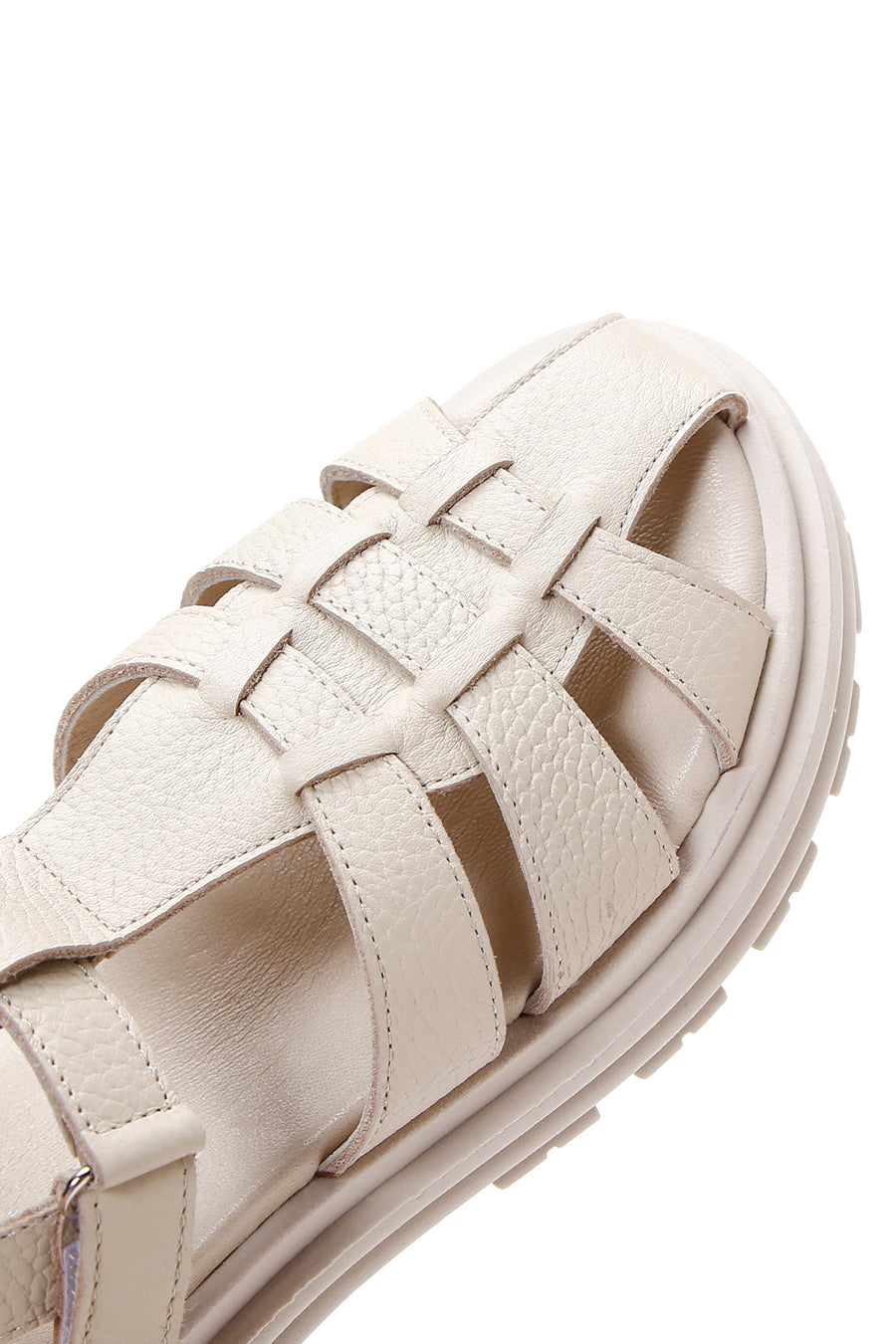 Women's Beige Ankle Strap Leather Sandals